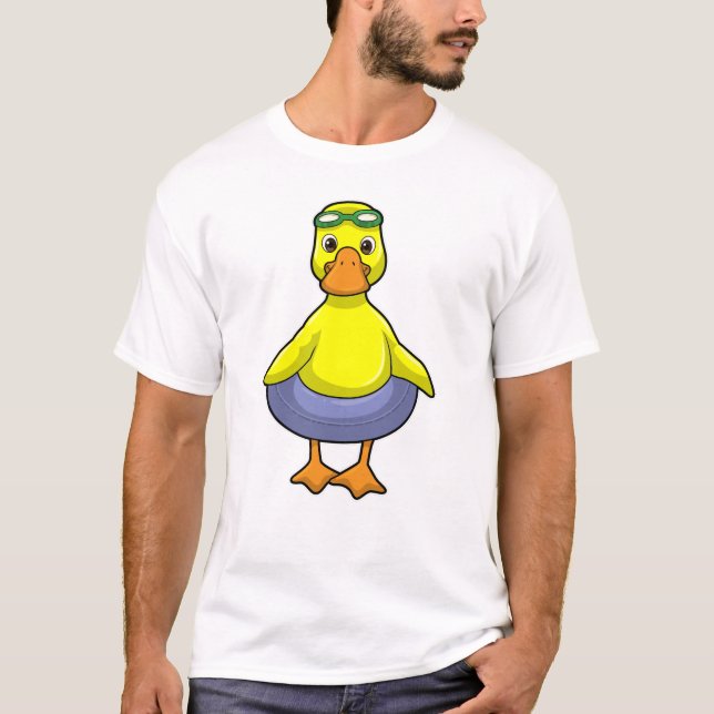 Camiseta Pato en Natación con anillo de natación (Anverso)