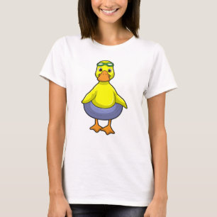Camiseta Pato en Natación con anillo de natación