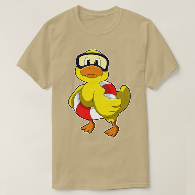 Camiseta Pato En Natación Con Anillo De Natación Gogglas De (Diseño del anverso)