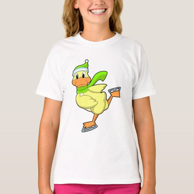 Camiseta Pato en patinaje sobre hielo con patines de hielo (Anverso)
