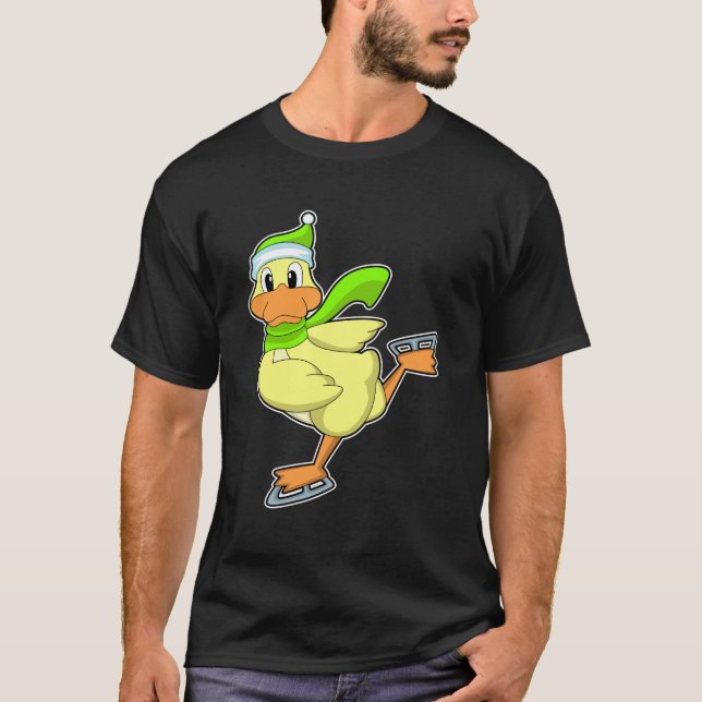 Camiseta Pato en patinaje sobre hielo con patines de hielo (Anverso)