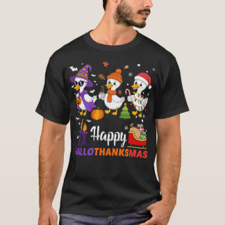 Camiseta Pato Feliz Hallothanksmas Halloween Día de Acción 