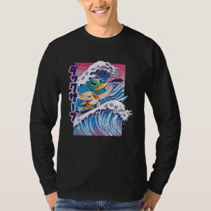 Camiseta Pato Japonés Vaporwave Tabla de Surf Vintage