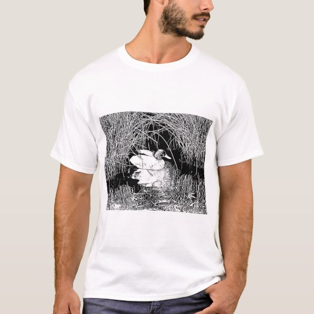 Camiseta Pato Mallard Black White Distinguible Lake Bird (Anverso)