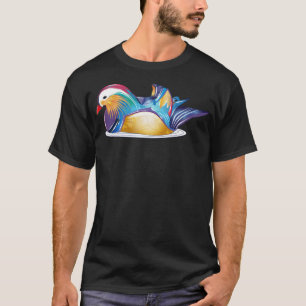Camiseta Pato mandarín dibujado a mano en el arte animal fr