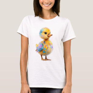 Camiseta Pato Mujer con Salpicaduras de Pintura Colorida
