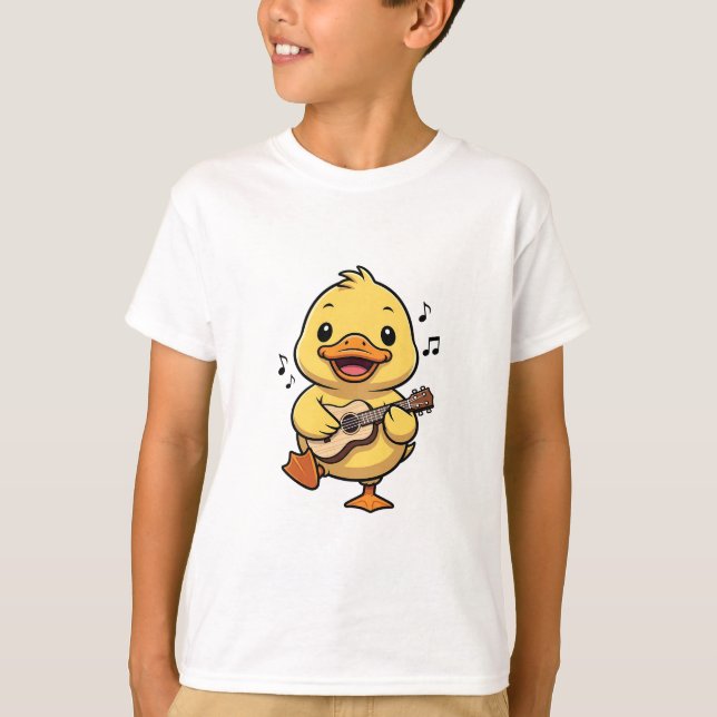 Camiseta Pato niños tocando ukulele alegremente (Anverso)
