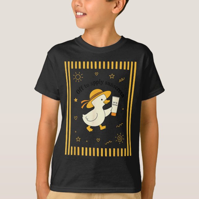 Camiseta Pato para Aplicar Protector Solar Vacaciones de Ve (Anverso)