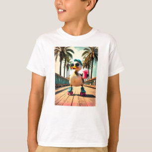 Camiseta Pato Patinador Divertido Verano Retro