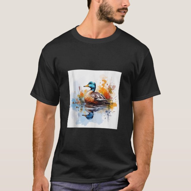 Camiseta pato retro Pintail Duck Cute Duck Watercolor (Anverso)