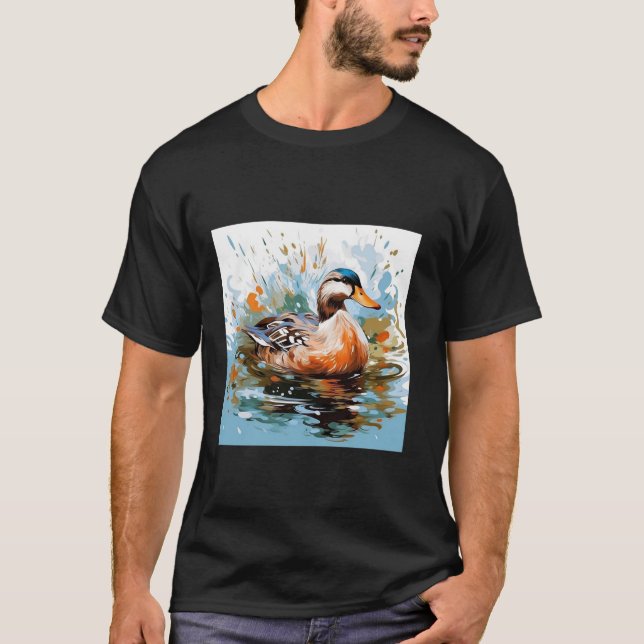 Camiseta pato retro Pintail Duck Cute Duck Watercolor (Anverso)