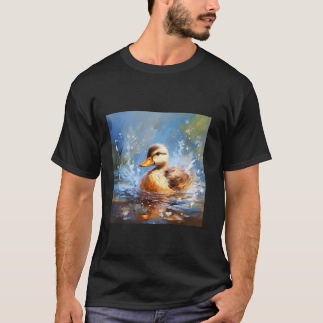 Camiseta pato retro Pintail Duck Cute Duck Watercolor (Anverso)