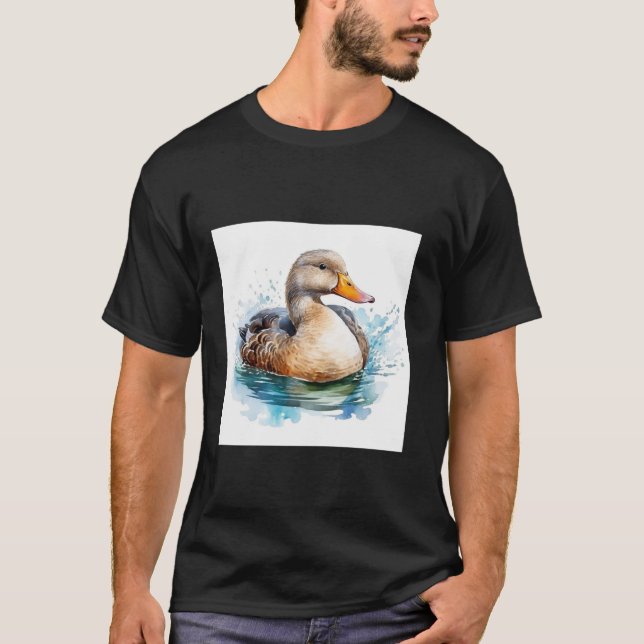 Camiseta pato retro Pintail Duck Cute Duck Watercolor (Anverso)