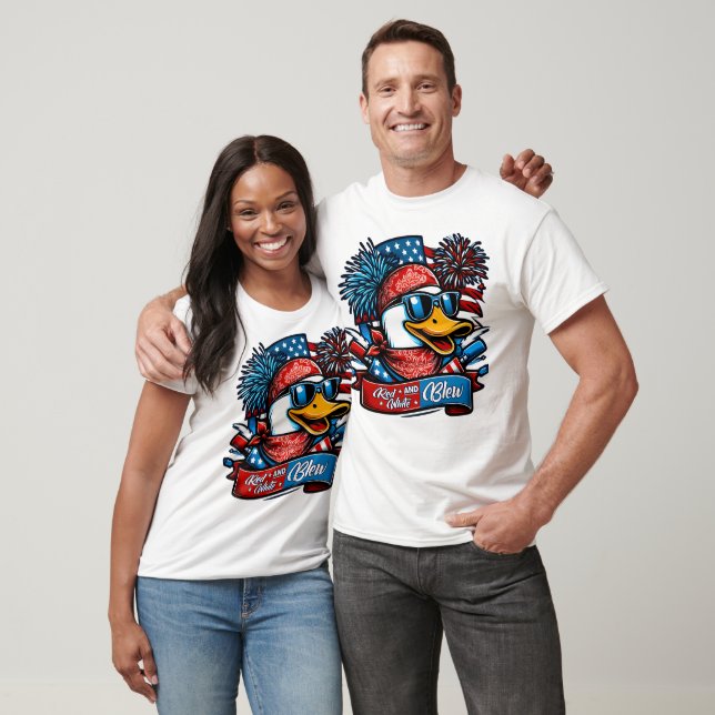 Camiseta Pato Rojo Blanco y Sopló  (Unisexo)