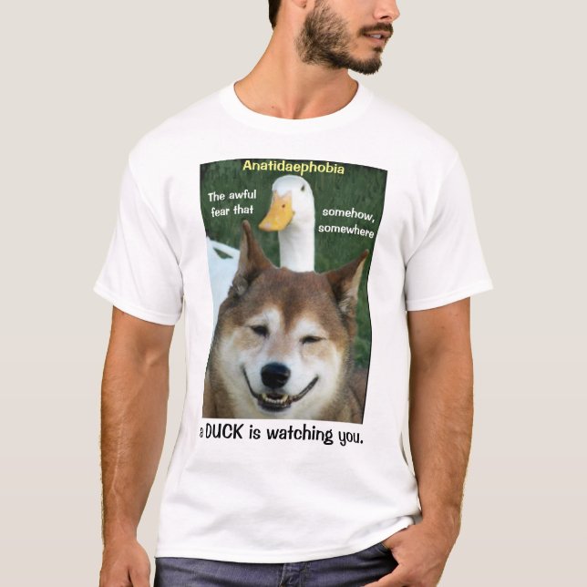 Camiseta Pato Shiba Inu Perro Anatidaephobia Foto Graciosa  (Anverso)