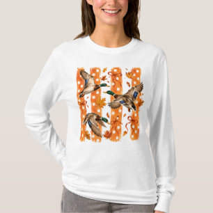 Camiseta Pato Silvestre Volador Naranja Lunares Hojas de Ot