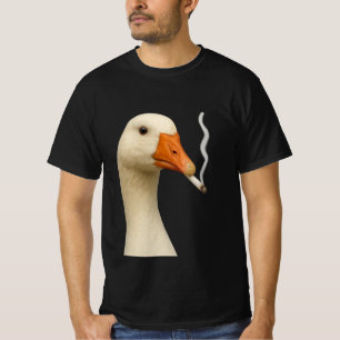 Camiseta Pato Tonto Fuma Meme   Ganso Fumando Cigarrillo