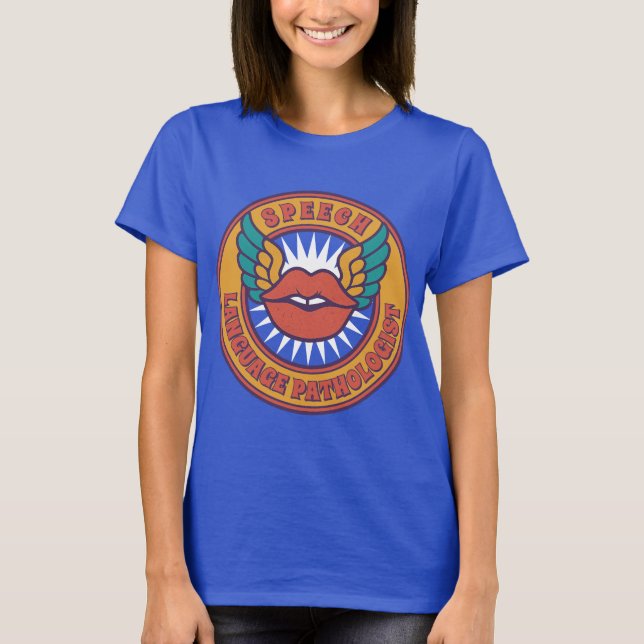 Camiseta Patólogo del lenguaje del habla psicodélico retro  (Anverso)