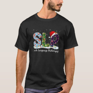 Camiseta Patólogo del lenguaje del habla SLP Santa Navidade