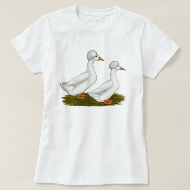Camiseta Patos:  Blanco Crested (Diseño del anverso)