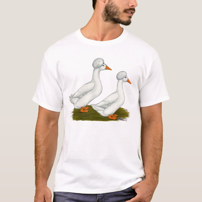 Camiseta Patos:  Blanco Crested (Anverso)
