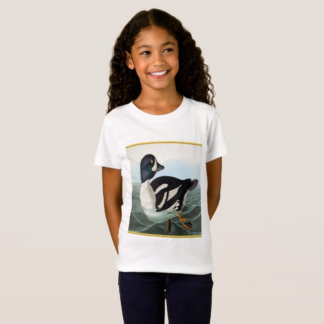 Camiseta Patos de mallard blancos y negros nadando en agua (Anverso completo)