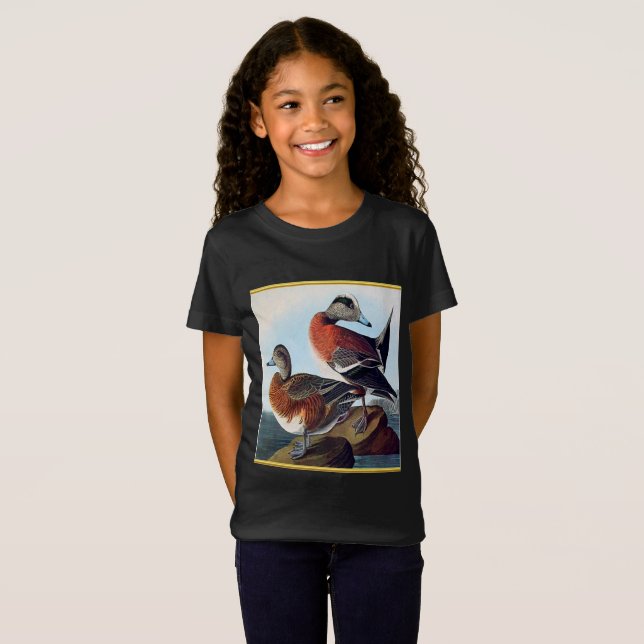 Camiseta Patos del Widgeon americano en una roca (Anverso completo)