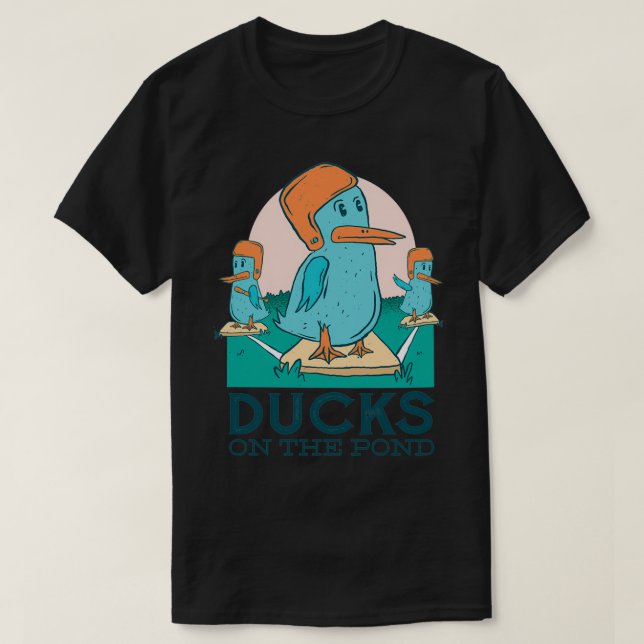 Camiseta Patos En El Pegatina De Béisbol Del Estanque (Diseño del anverso)