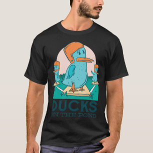Camiseta Patos En El Pegatina De Béisbol Del Estanque