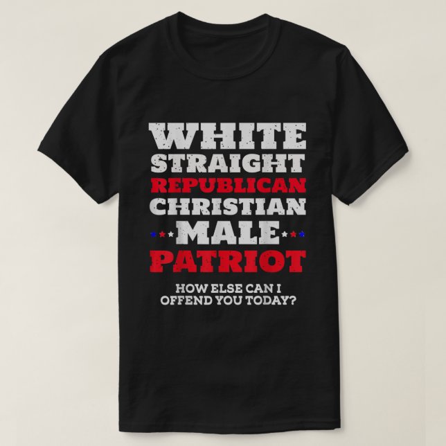 Camiseta Patr masculino republicano y directo blanco (Diseño del anverso)