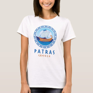 Camiseta Patras, Grecia Diseño de Barco Griego Femenino