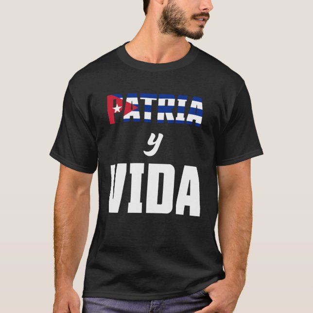 Camiseta Patria y Vida SOS Bandera Cuba Free Cuba (Anverso)