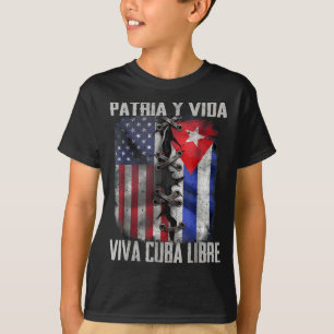 Camiseta Patria Y Vida Viva Cuba Libre Patriótico Retro USA