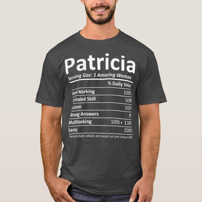 Camiseta PATRICIA Nutrición Nombre personalizado regalo gra (Anverso)