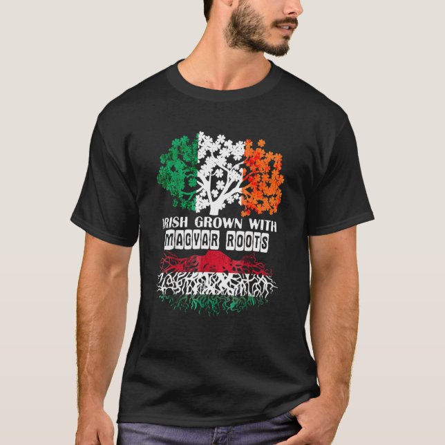 Camiseta Patrick Day Irish Ireland Root Magyar bandera de H (Anverso)