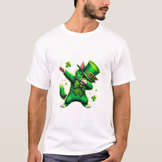 Camiseta Patrick's Day Dabbing Cat (Anverso)
