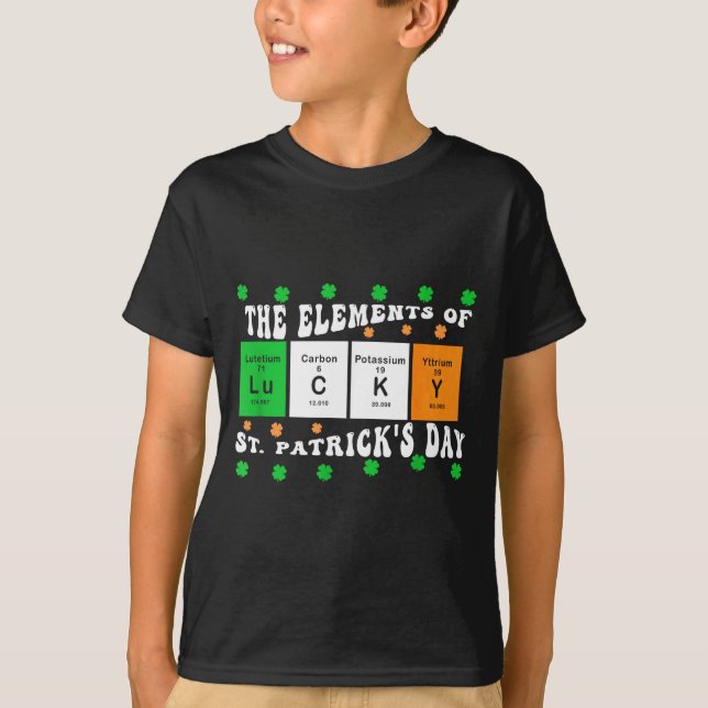 Camiseta Patricks Day Funny Elements Of Lucky Periodic Tabl (Anverso)