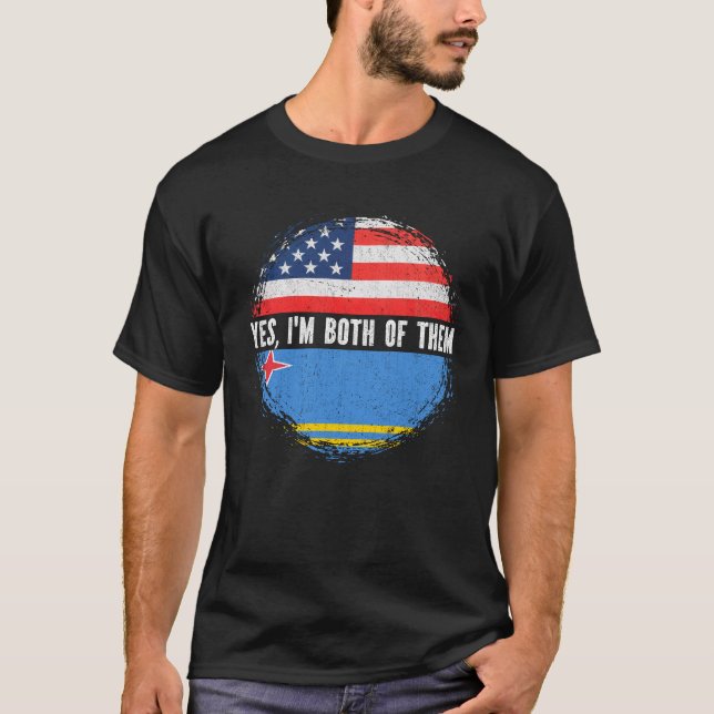 Camiseta Patrimonio de Aruba Media Americano Bandera de Est (Anverso)