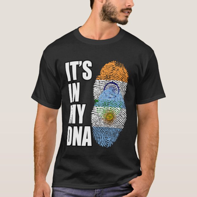 Camiseta Patrimonio de la Bandera Mezcla de ADN Indio Y Arg (Anverso)