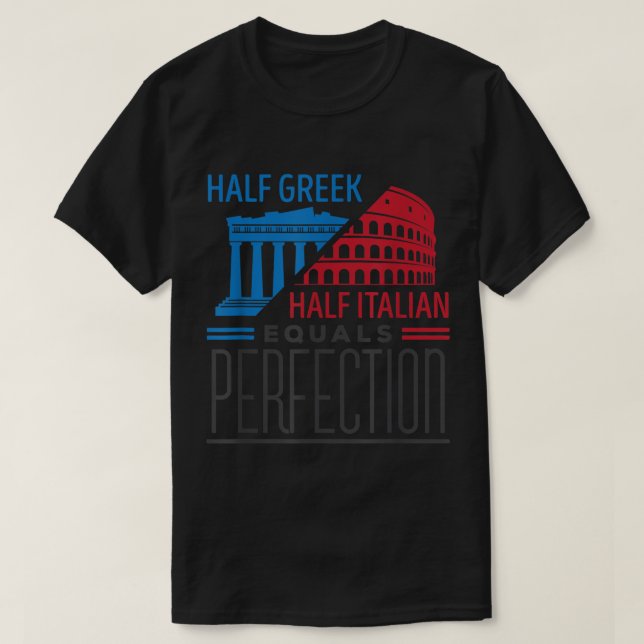 Camiseta Patrimonio del Orgullo italiano medio griego mitad (Diseño del anverso)