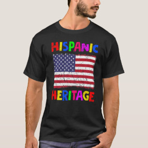 Camiseta Patrimonio Hispano Nacional Mes Latina Bandera de 