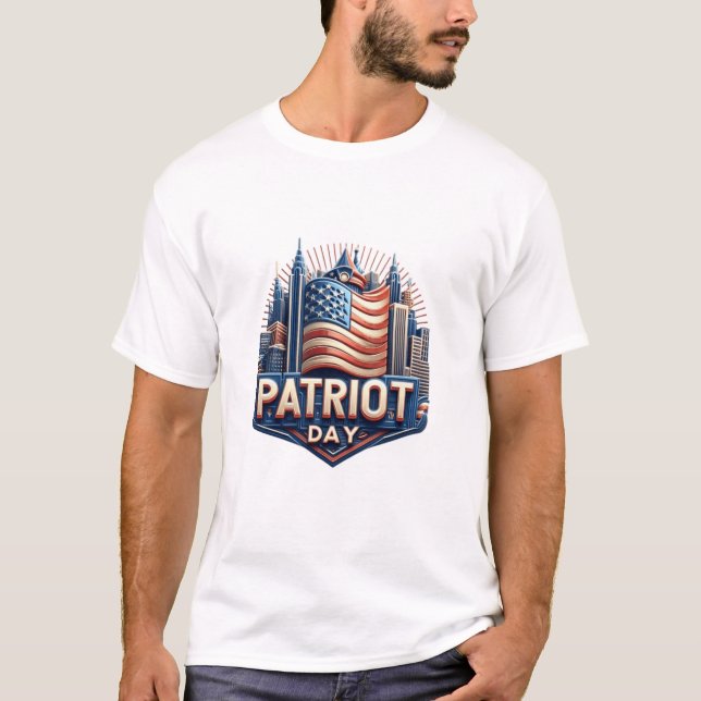 Camiseta Patriot Day American Flag Skyline (Anverso)