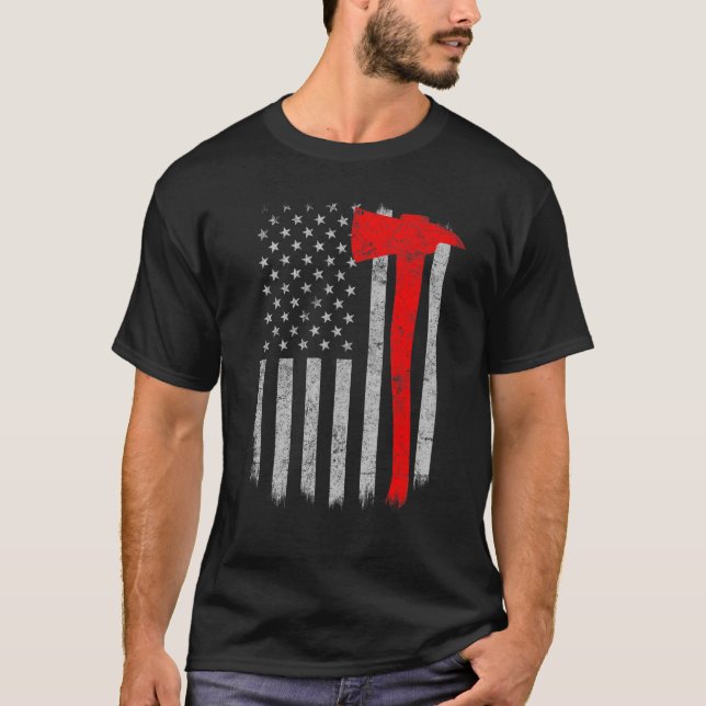 Camiseta Patriota bombero de bombero bandera estadounidense (Anverso)