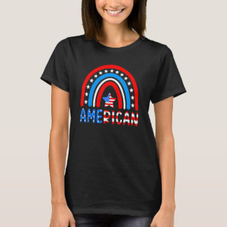 Camiseta Patriota De Bandera Norteamericana Arcoiris Feliz 