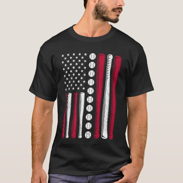 Camiseta Patriota de Béisbol de Bandera Estadounidense 4 de (Anverso)