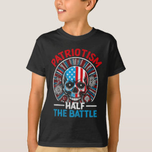 Camiseta Patriota del cráneo de la bandera de Estados Unido