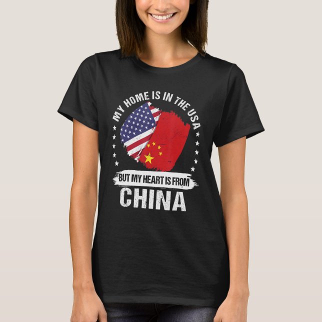 Camiseta Patriota estadounidense Bandera China Roots estado (Anverso)