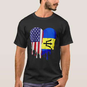 Camiseta Patriota Estadounidense Barbadense Corazón Fundido