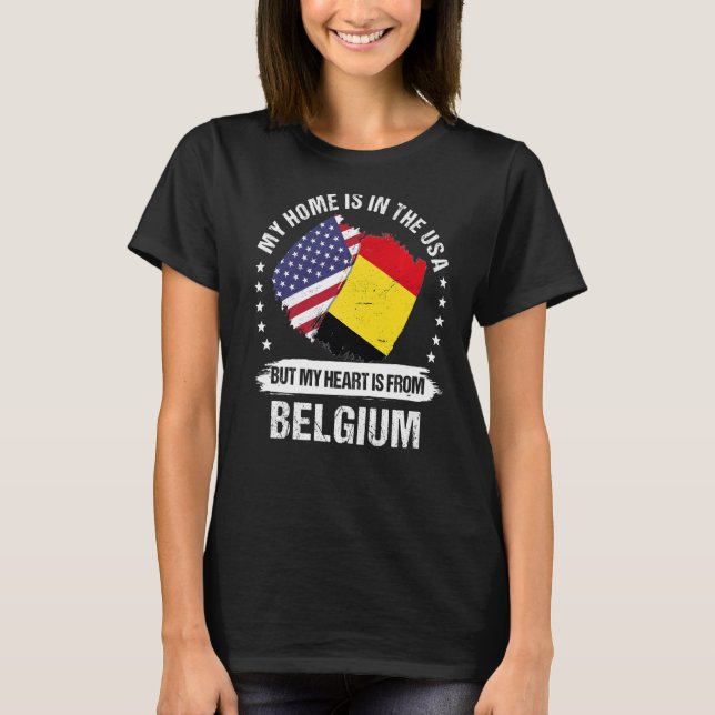 Camiseta Patriota estadounidense Bélgica Bandera Roo belga  (Anverso)