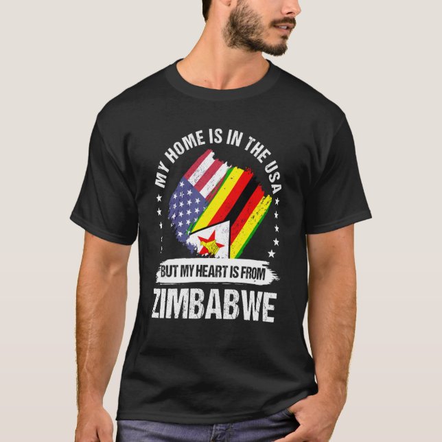 Camiseta Patriota Estadounidense Zimbabuense Criado Orgullo (Anverso)